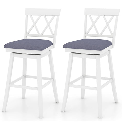 Set of 2 Swivel Bar Stools Counter Height Barstools with Backrest Upholstered Seat Cushion-29 Inches