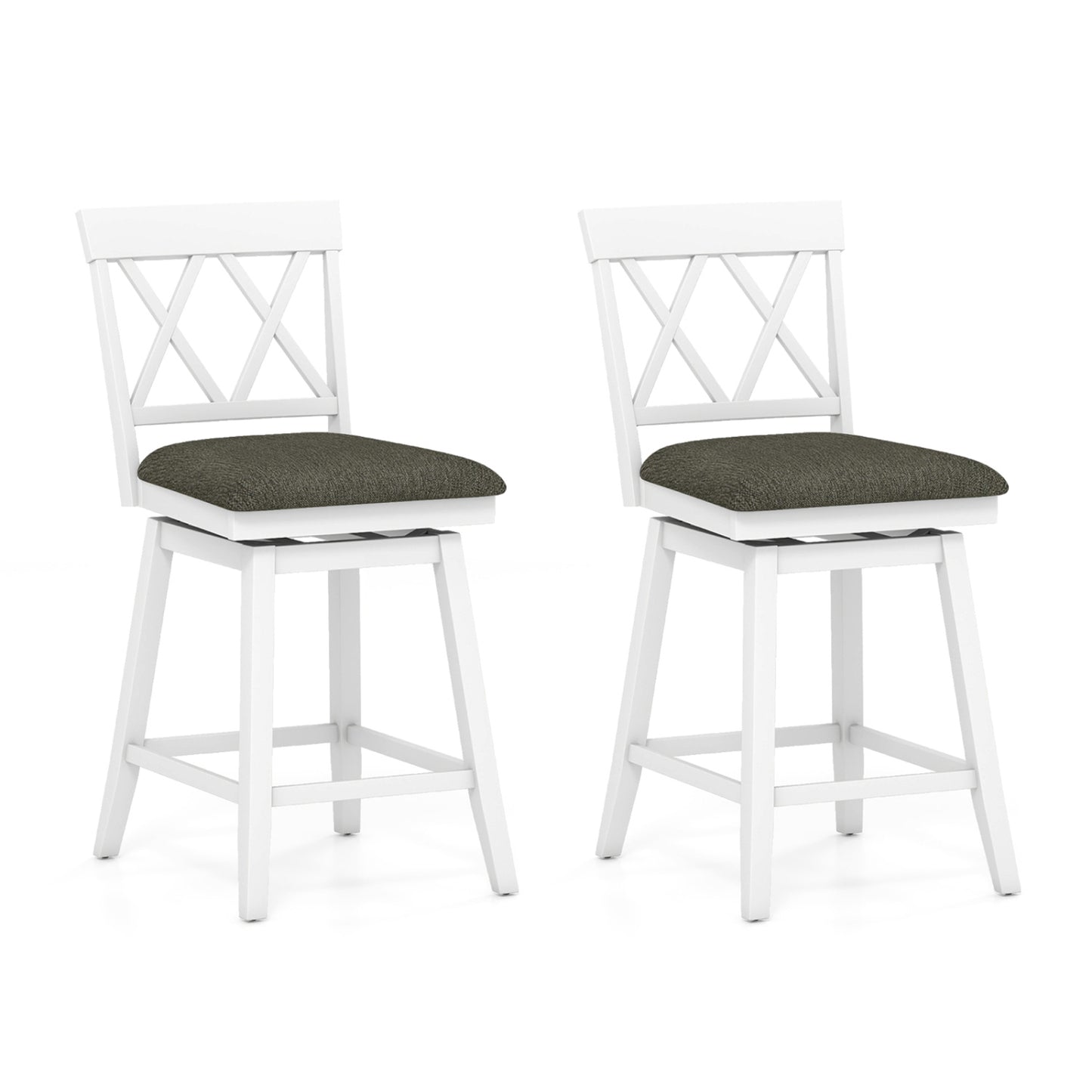 Set of 2 Swivel Bar Stools Counter Height Barstools with Backrest Upholstered Seat Cushion-24 inches Bar Stools Options at Gallery Canada
