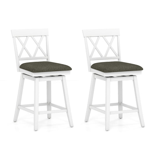 Set of 2 Swivel Bar Stools Counter Height Barstools with Backrest Upholstered Seat Cushion-24 inches Bar Stools Options at Gallery Canada