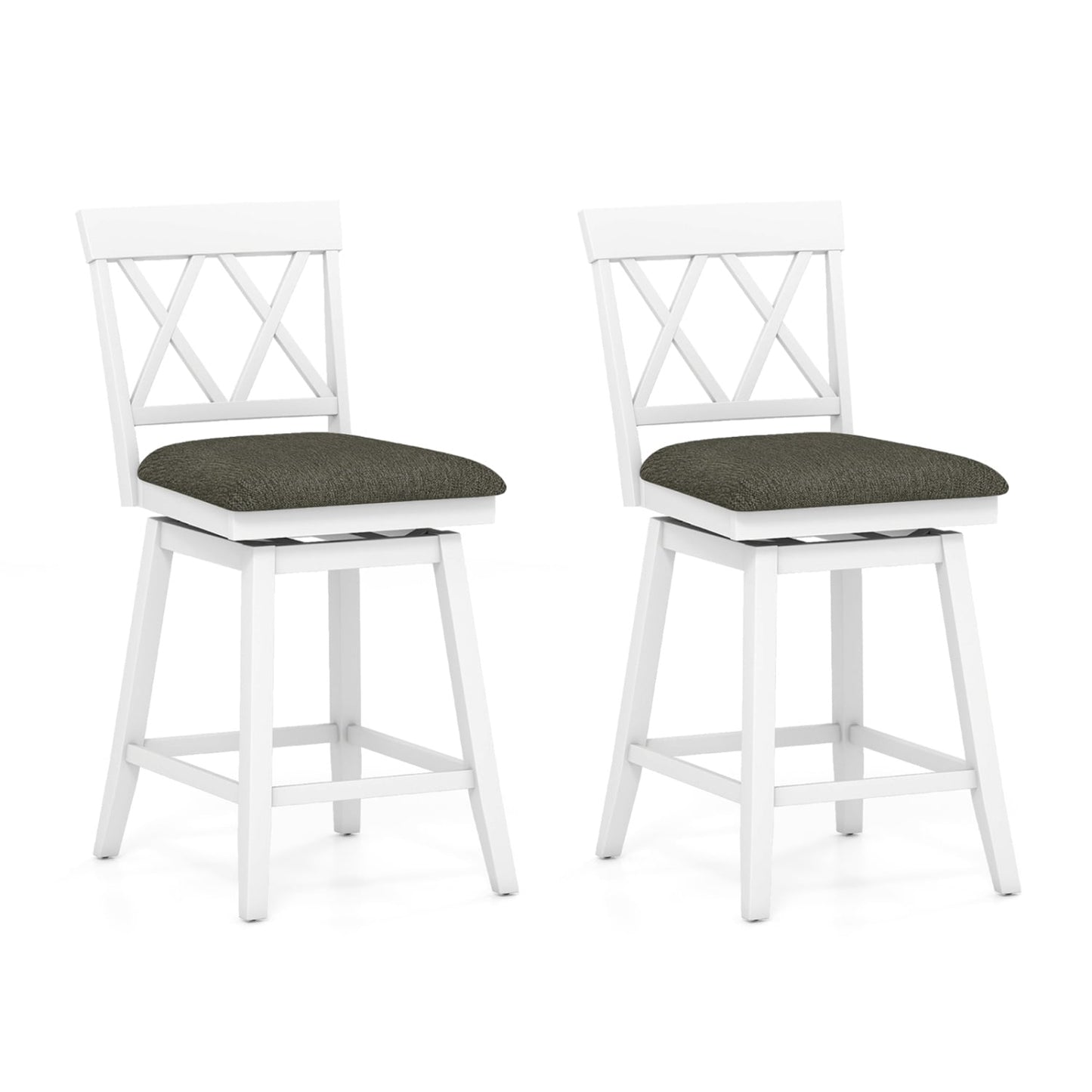 Set of 2 Swivel Bar Stools Counter Height Barstools with Backrest Upholstered Seat Cushion-24 inches Bar Stools Options at Gallery Canada