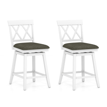 Set of 2 Swivel Bar Stools Counter Height Barstools with Backrest Upholstered Seat Cushion-24 inches Bar Stools Options at Gallery Canada