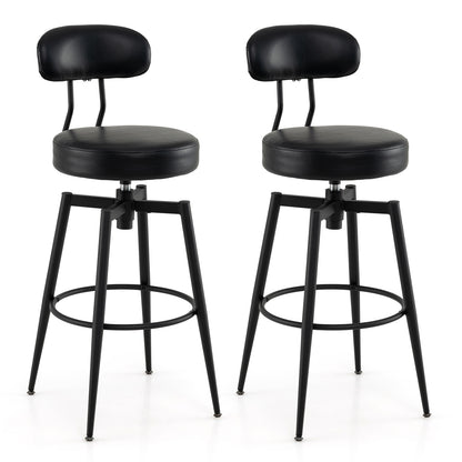 Set Of 2 Swivel Barstools, Faux Leather, Black Bar Stools Black at Gallery Canada
