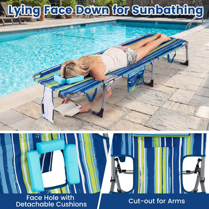 Portable Tanning Chair Set, 4-Position Adjustable Backrest, Multicolor Outdoor Chaise Lounges at Gallery Canada