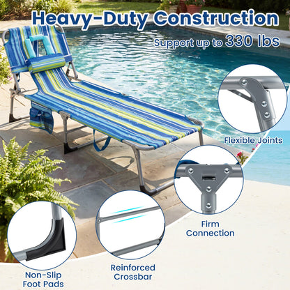 Portable Tanning Chair Set, 4-Position Adjustable Backrest, Multicolor Outdoor Chaise Lounges at Gallery Canada