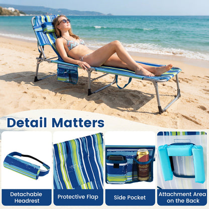 Portable Tanning Chair Set, 4-Position Adjustable Backrest, Multicolor Outdoor Chaise Lounges at Gallery Canada