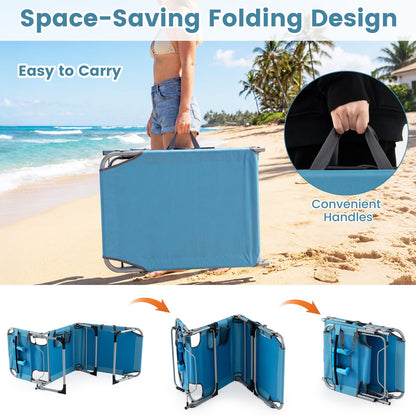 Portable Chaise Lounge Chair, 4-Position Adjustable Backrest, Set of 2, Navy Outdoor Chaise Lounges at Gallery Canada