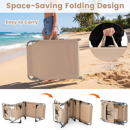 2 Tanning Chair, Portable Chaise Lounge, 4-Position Adjustable Backrest, Beige Outdoor Chaise Lounges at Gallery Canada