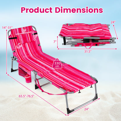 2 Tanning Chairs, Face Arm Holes, 4-Level Backrest Strip, Pink Beach & Lawn Chairs at Gallery Canada