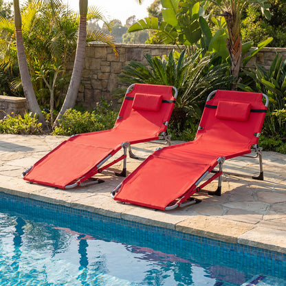 Portable Tanning Chairs, Set of 2, 4-Level Backrest, Red Beach & Lawn Chairs at Gallery Canada