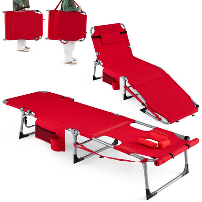 Portable Tanning Chairs, Set of 2, 4-Level Backrest, Red Beach & Lawn Chairs at Gallery Canada