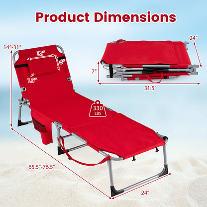 Portable Tanning Chairs, Set of 2, 4-Level Backrest, Red Beach & Lawn Chairs at Gallery Canada