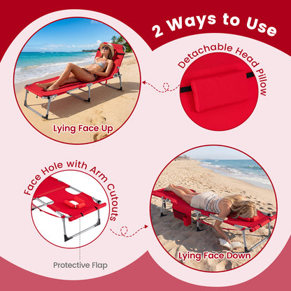 Portable Tanning Chairs, Set of 2, 4-Level Backrest, Red Beach & Lawn Chairs at Gallery Canada