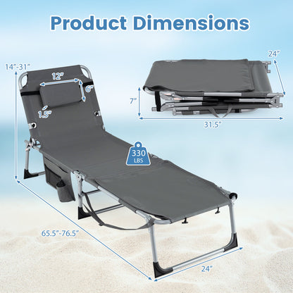 2 Tanning Chairs, Face Arm Holes, 4-Level Backrest, Gray Outdoor Seating & Patio Chairs at Gallery Canada