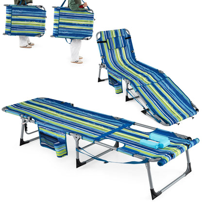 Portable Tanning Chairs, Set of 2, 4-Level Backrest, Blue & Green Beach & Lawn Chairs at Gallery Canada