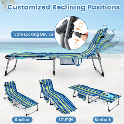 Portable Tanning Chairs, Set of 2, 4-Level Backrest, Blue & Green Beach & Lawn Chairs at Gallery Canada