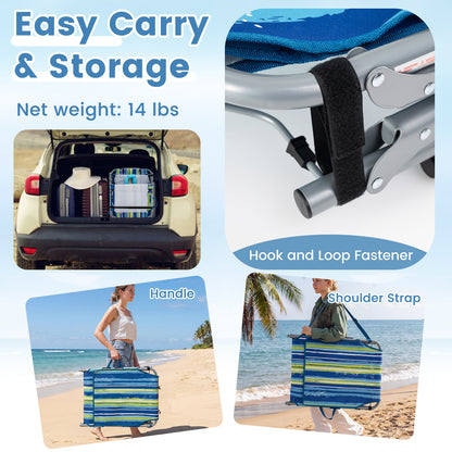 Portable Tanning Chairs, Set of 2, 4-Level Backrest, Blue & Green Beach & Lawn Chairs at Gallery Canada