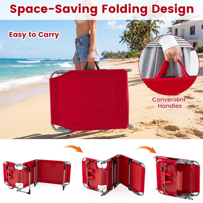 2-Pack Portable Tanning Chair, 4-Position Adjustable Backrest, Red Outdoor Chaise Lounges at Gallery Canada
