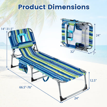 2-Pack Portable Tanning Chair, Adjustable Backrest, Turquoise Outdoor Chaise Lounges at Gallery Canada