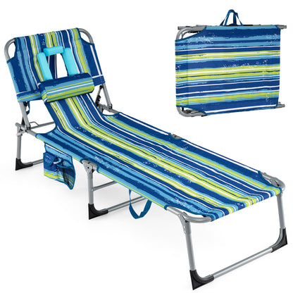 2-Pack Portable Tanning Chair, Adjustable Backrest, Turquoise Outdoor Chaise Lounges at Gallery Canada