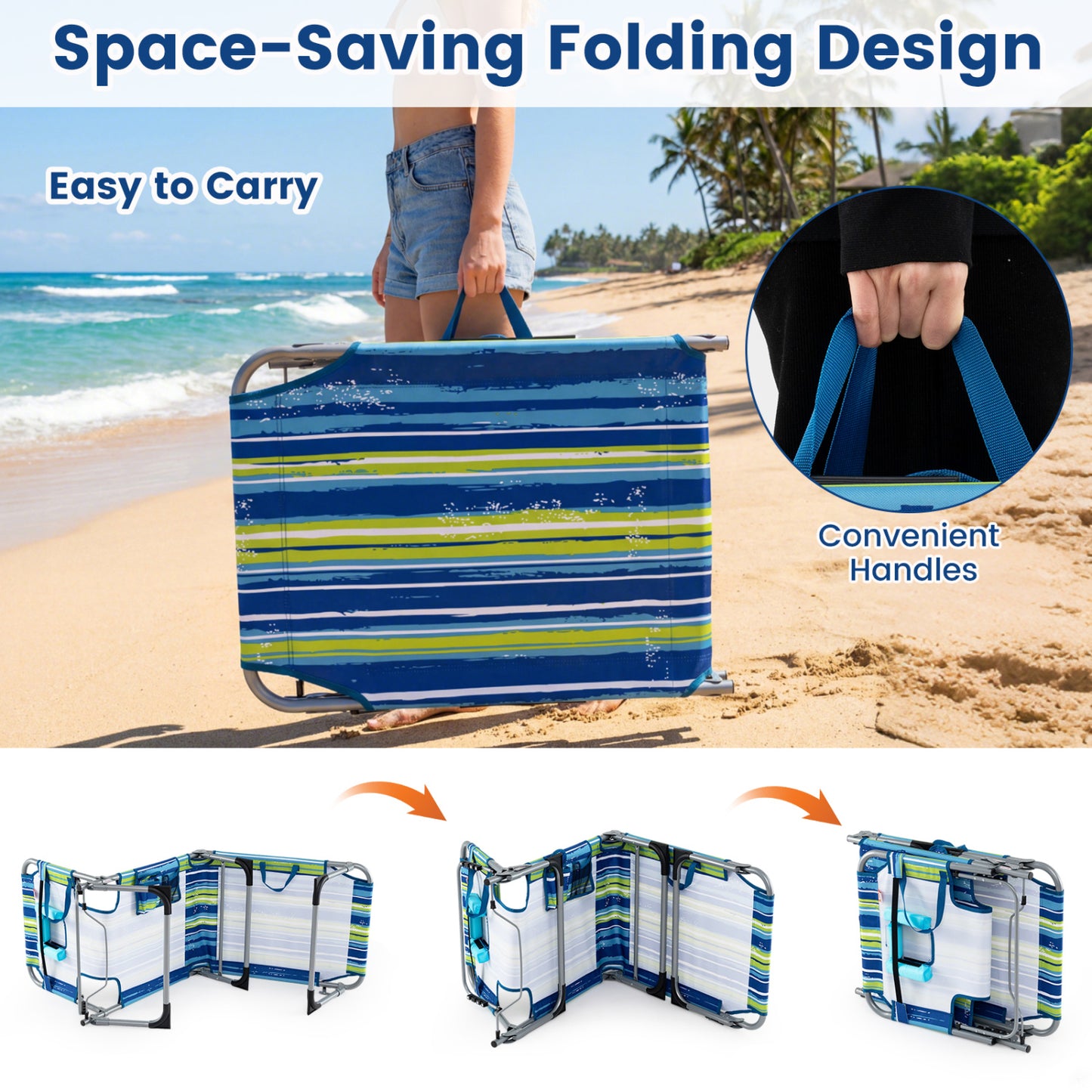 2-Pack Portable Tanning Chair, Adjustable Backrest, Turquoise Outdoor Chaise Lounges at Gallery Canada