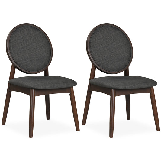 Set Of 2 Upholstered Linen Fabric Kitchen Side Chairs, Black Dining Chairs Black at Gallery Canada