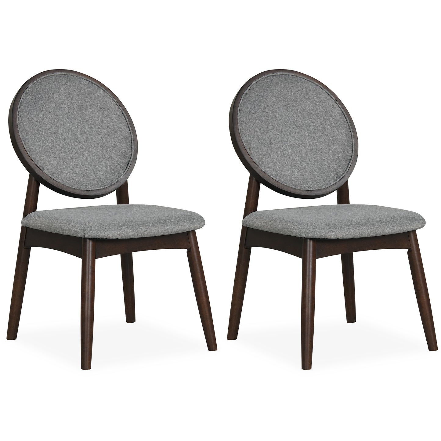 Set Of 2 Upholstered Linen Kitchen Chairs, Gray