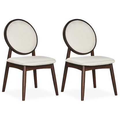 Set Of 2 Upholstered Linen Kitchen Chairs, Padded Seat, Beige Dining Chairs at Gallery Canada