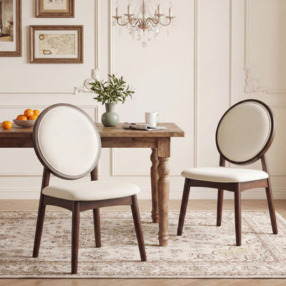 Set Of 2 Upholstered Linen Kitchen Chairs, Padded Seat, Beige Dining Chairs at Gallery Canada