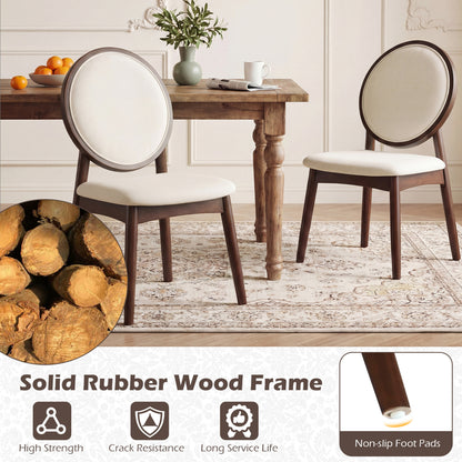 Set Of 2 Upholstered Linen Kitchen Chairs, Padded Seat, Beige Dining Chairs at Gallery Canada
