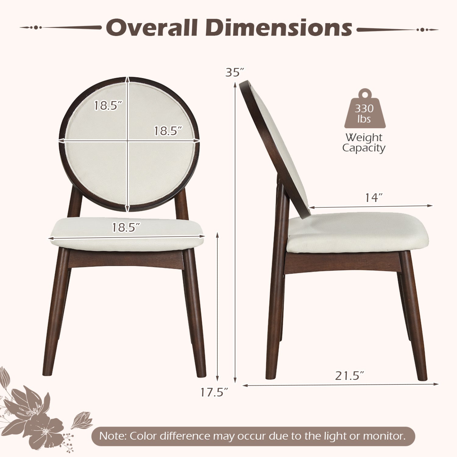 Set Of 2 Upholstered Linen Kitchen Chairs, Padded Seat, Beige Dining Chairs at Gallery Canada