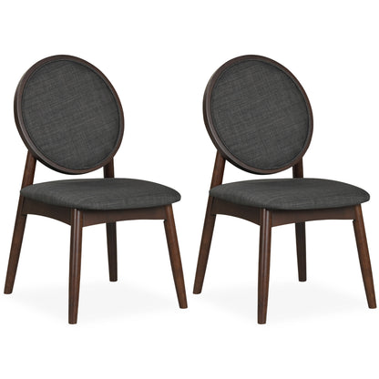 Set Of 2 Upholstered Linen Fabric Kitchen Side Chairs, Black Dining Chairs at Gallery Canada