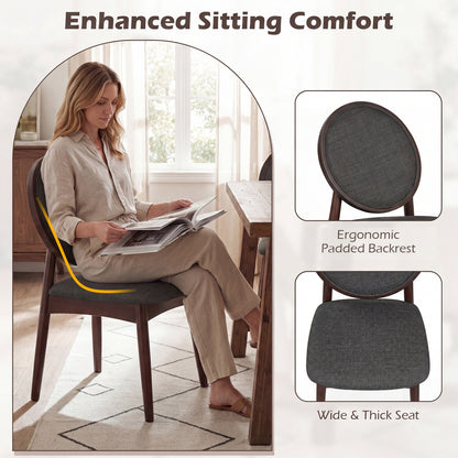 Set Of 2 Upholstered Linen Fabric Kitchen Side Chairs, Black Dining Chairs at Gallery Canada