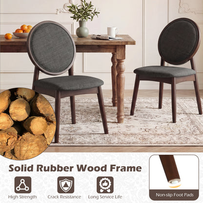 Set Of 2 Upholstered Linen Fabric Kitchen Side Chairs, Black Dining Chairs at Gallery Canada