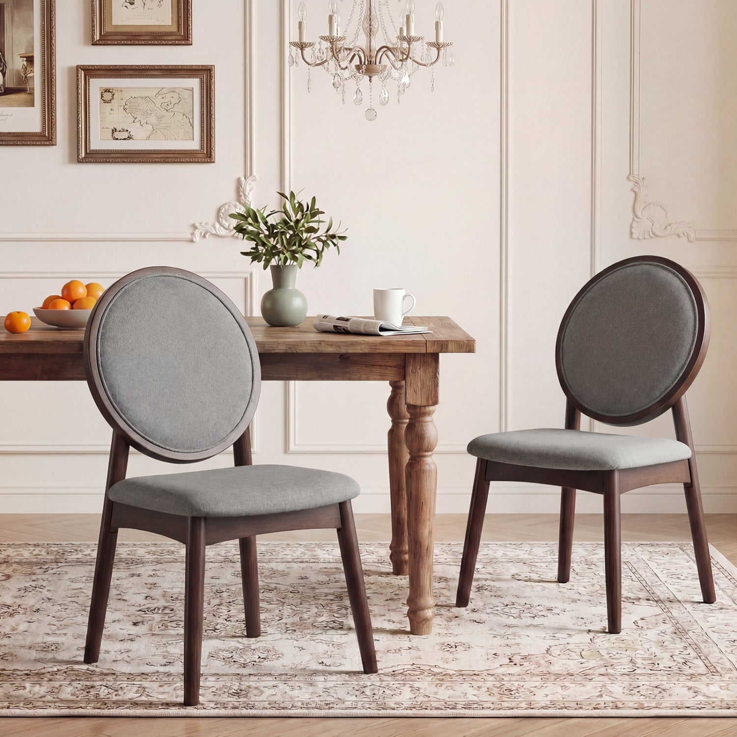 Set Of 2 Upholstered Linen Kitchen Chairs, Gray Dining Chairs at Gallery Canada