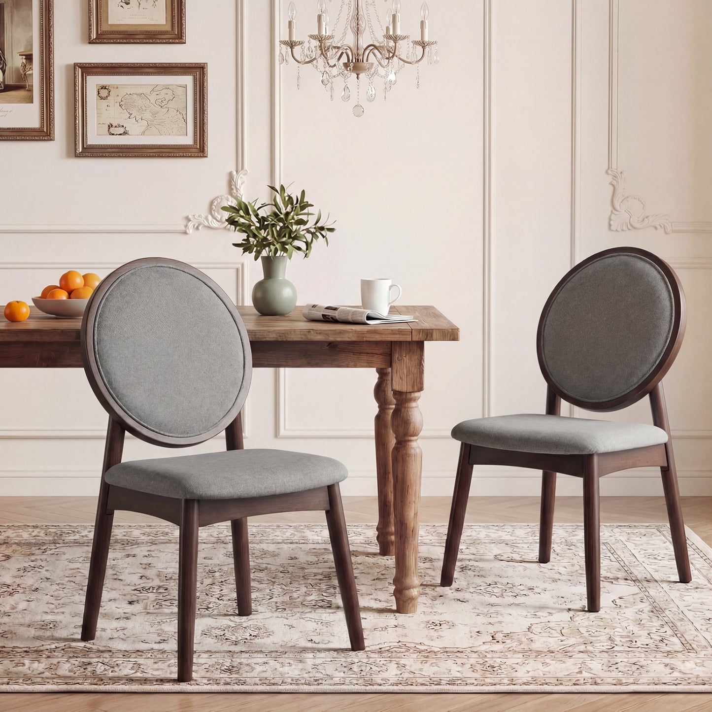 Set Of 2 Upholstered Linen Kitchen Chairs, Gray Dining Chairs at Gallery Canada