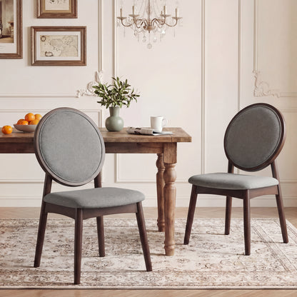 Set Of 2 Upholstered Linen Kitchen Chairs, Gray Dining Chairs at Gallery Canada