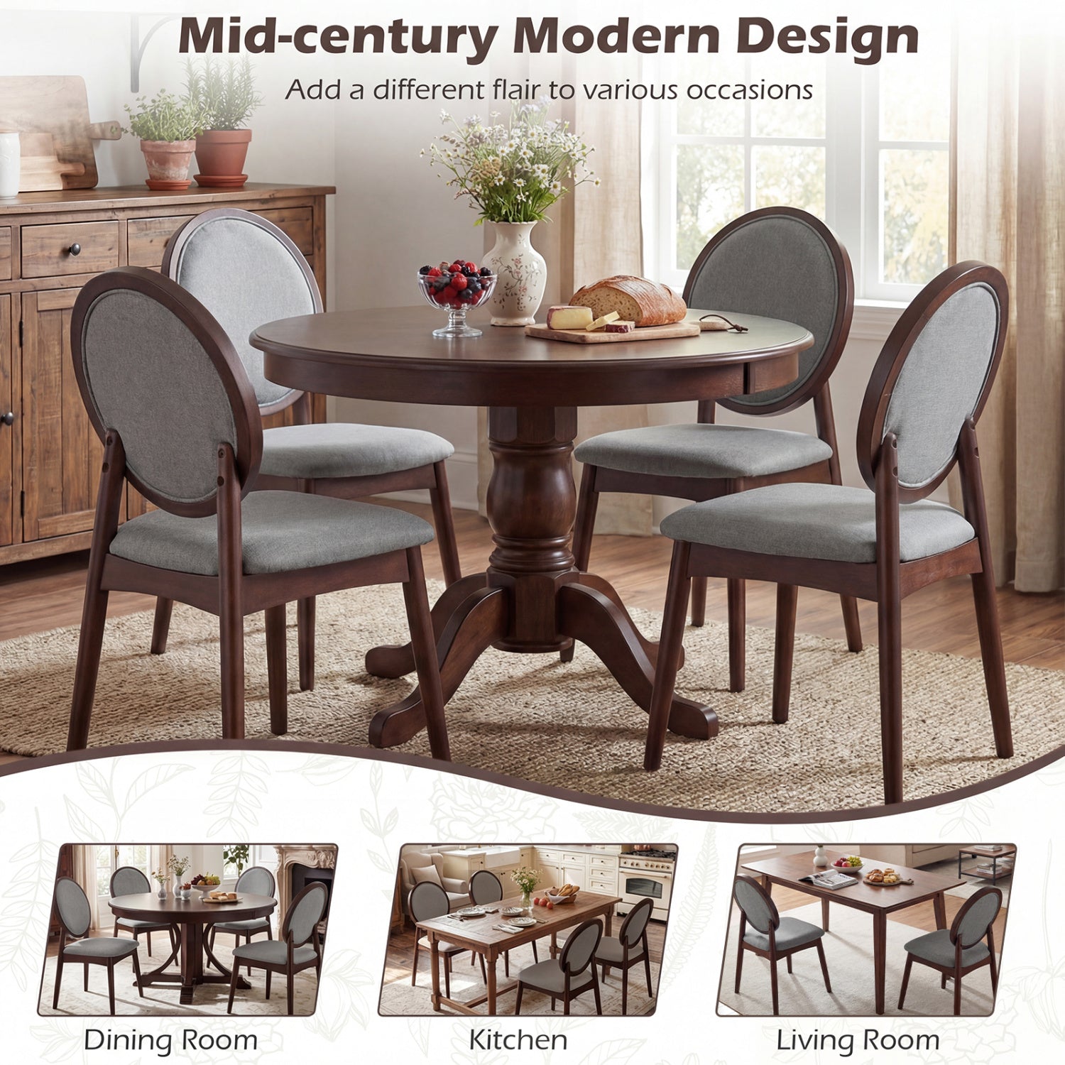 Set Of 2 Upholstered Linen Kitchen Chairs, Gray Dining Chairs at Gallery Canada