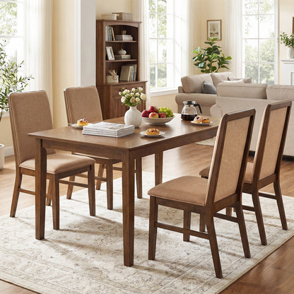 Set Of 2 Upholstered Dining Chairs, Solid Rubber Wood Legs, Brown Dining Chairs at Gallery Canada
