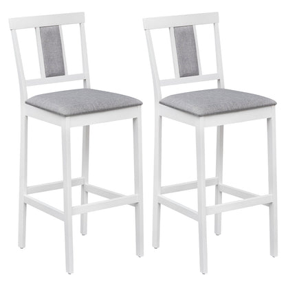 Upholstered Barstool Set, 29.5 Inch, Solid Rubber Wood Frame, White Bar Stools White at Gallery Canada