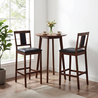 Upholstered Barstool Set, 29.5 Inch, Solid Rubber Wood Frame, Walnut Bar Stools at Gallery Canada