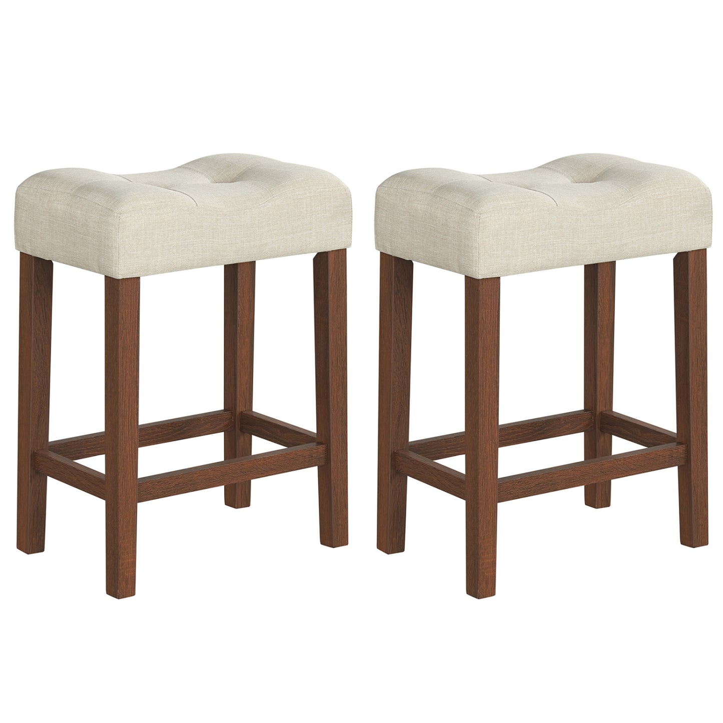 Set of 2 Upholstered Bar Stool, Curved Saddle Seat, Brown Bar Stools Brown at Gallery Canada
