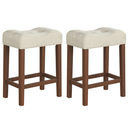 Set of 2 Upholstered Bar Stool, Curved Saddle Seat, Brown Bar Stools Brown at Gallery Canada