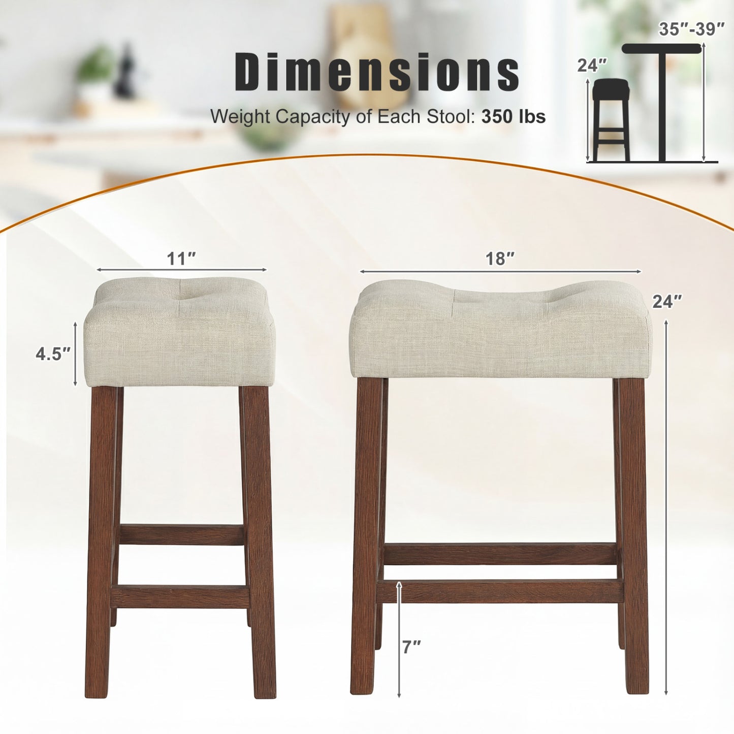 Set of 2 Upholstered Bar Stool, Curved Saddle Seat, Brown Bar Stools at Gallery Canada