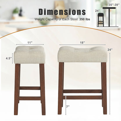 Set of 2 Upholstered Bar Stool, Curved Saddle Seat, Brown Bar Stools at Gallery Canada
