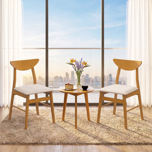 2 Upholstered Dining Chairs, Curved Backrest, Natural Dining Chairs Natural at Gallery Canada