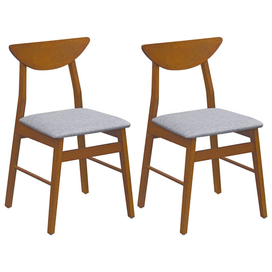 2 Upholstered Dining Chairs, Curved Backrest, Rubber Wood, Walnut Dining Chairs Walnut at Gallery Canada