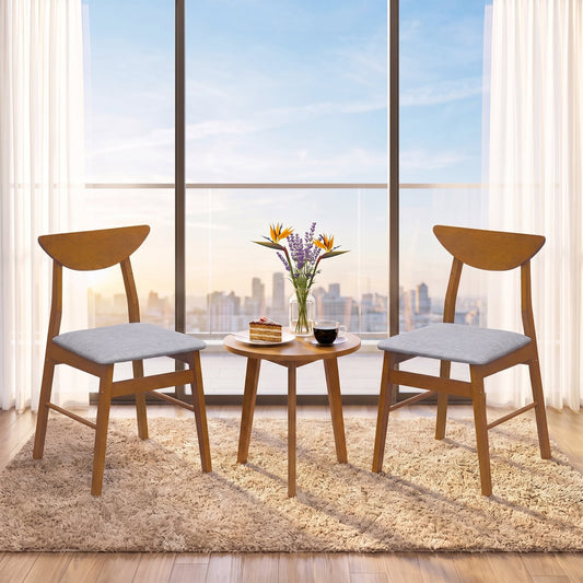 2 Upholstered Dining Chairs, Curved Backrest, Rubber Wood, Walnut Dining Chairs Walnut at Gallery Canada