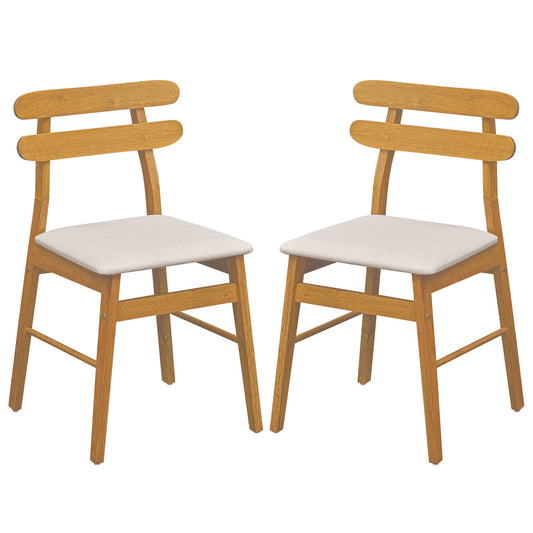 2 Upholstered Dining Chairs, Padded Seat, Solid Wood Legs, Natural Dining Chairs Natural at Gallery Canada