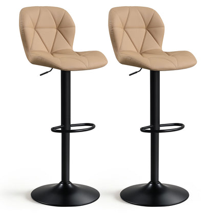 Ensemble de 2 tabourets de bar pivotants rembourrés, hauteur réglable, kaki