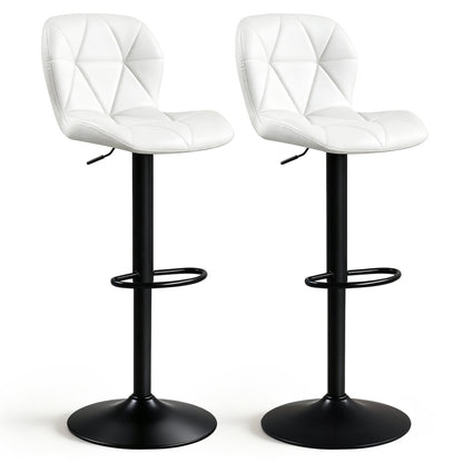 2 Tabourets de Bar Pivotants Hauteur Réglable Dossiers Inclinés, Blanc
